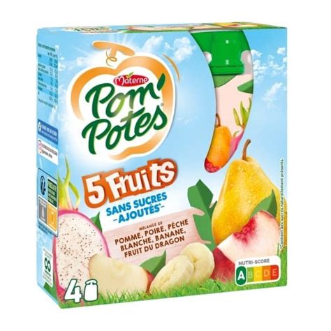 Materne Pom Potes Ssa 5 Fruits Blancs Pomme Poire Pêche Blanche Banane