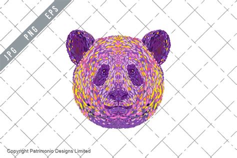 Giant Panda or Panda Bear Head Front Pointillist Pop Art