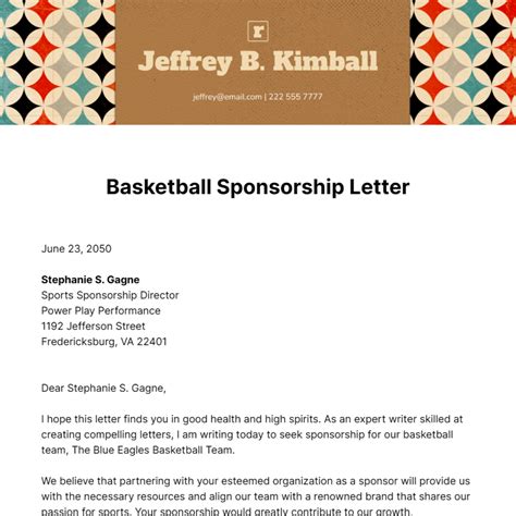 Free Sports Sponsorship Letter Templates And Examples Edit Online