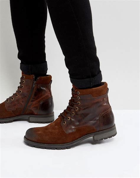 Jack Jones Leather Boots In Brown For Men Lyst