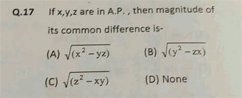 If X Y Z Are In A P Then 2y