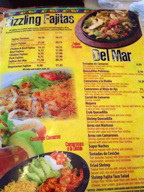 Menu at La Fogata restaurant, Elberton