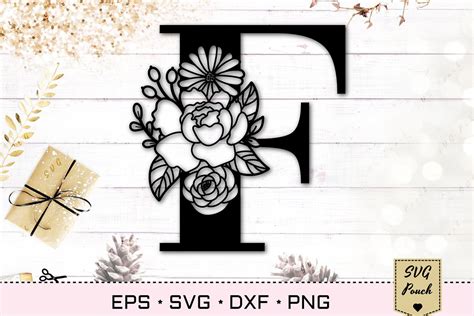 Floral Letter F Svg Flower F Monogram Font Initial Svg Cut