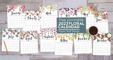 Free Printable Floral Calendar Paper Trail Design