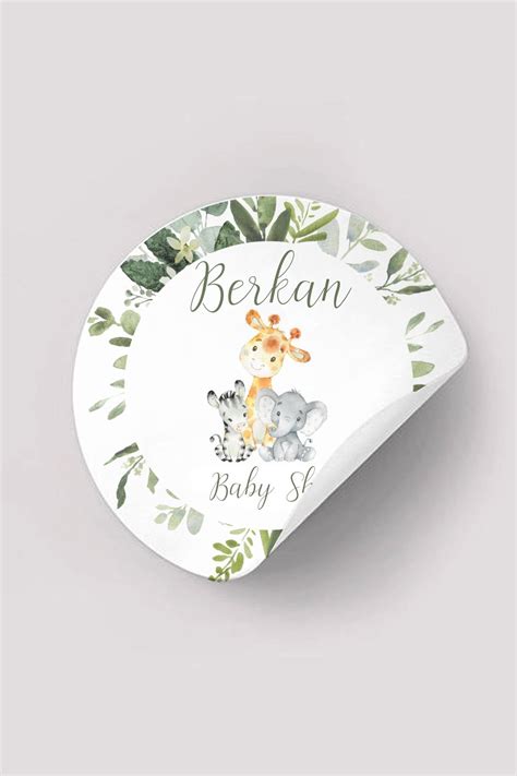 Artcrelier Safari Ho Geldin Bebe Im Baby Shower X Yuvarlak Sticker