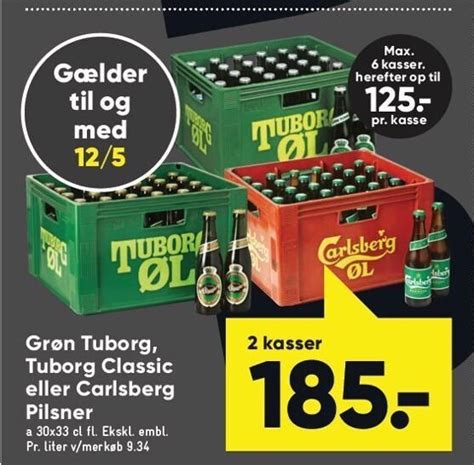 Gr N Tuborg Tuborg Classic El Carlsberg Pilsner Kasser Tilbud Hos Bilka