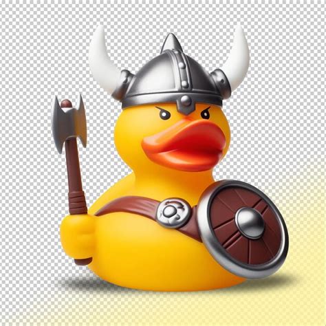 Premium Psd Psd Yellow Rubber Duck Viking On A Transparent Background