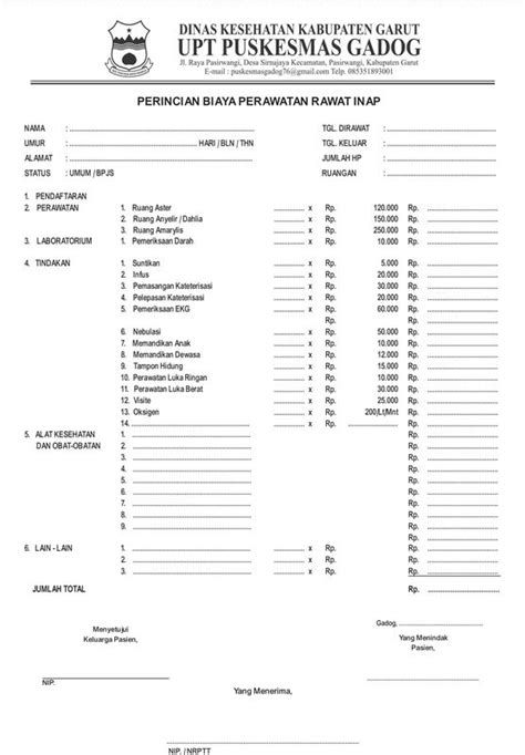Rincian Biaya Perawatan Rawat Inap