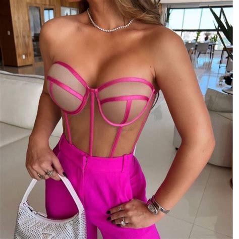 Cropped Top Corselet Tule Bojo Espartilho Transparente Tomara Que