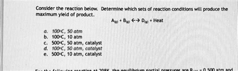 Solved Consider The Reaction Below Determine Which Sets Of Reaction