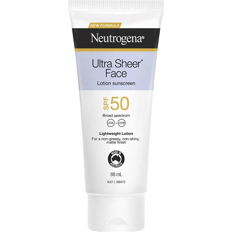 Neutrogena Ultra Sheer Face Lotion Sunscreen Spf 50 88ml | Woolworths