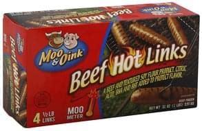 Moo Oink Hot Beef Links Ea Nutrition Information Innit