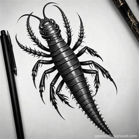 Gothic Scolopendra Tattoo Sketch | Stable Diffusion Online