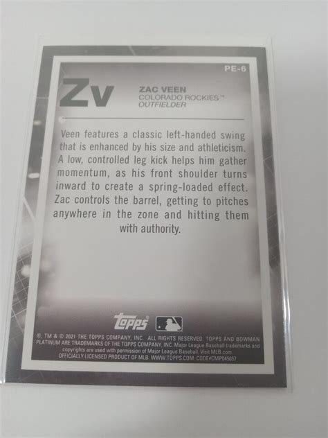 2021 Bowman Platinum Precious Elements Zac Veen PE 6 EBay