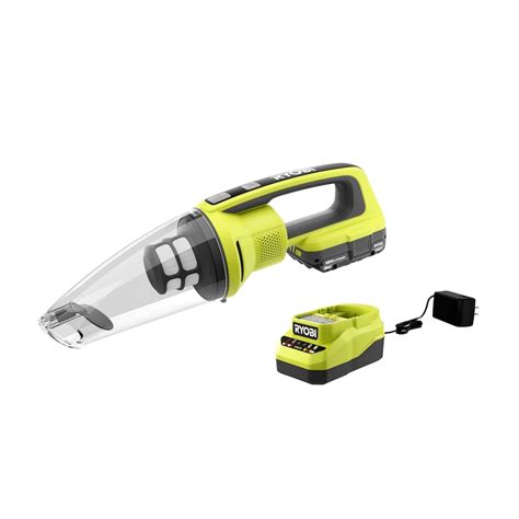 Ryobi 18v One Lithium Ion Cordless Hand Vacuum Kit With 2 0 Ah Battery And Charger The Home