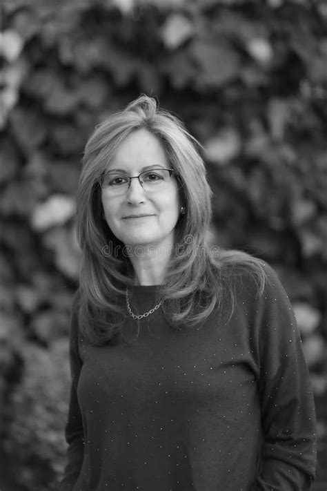 Black And White Portrait Of A Mature White Woman In The Garden Stock Image Image Of Lifestyle