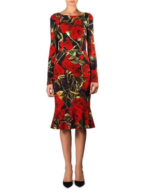 Dolce Gabbana Rose Print Cady Dress Dresses Fashion Clothes Dolce