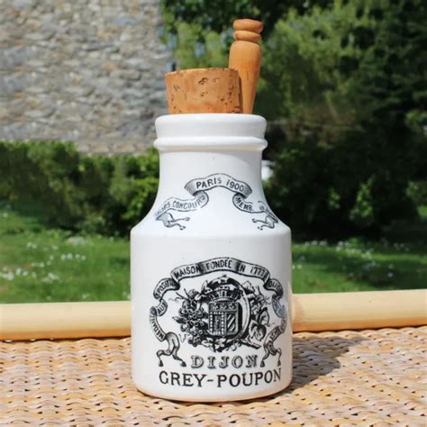 Ancien Pot Publicitaire Moutarde De Dijon Grey Poupon Digoin