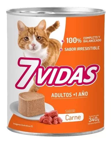 Alimento 7 Vidas 1 Para Gato Adulto Sabor Carne En Lata De 340 G