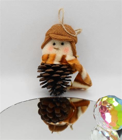 Vintage Christmas Pine Cone Snowman Ornament With Scarf - Etsy