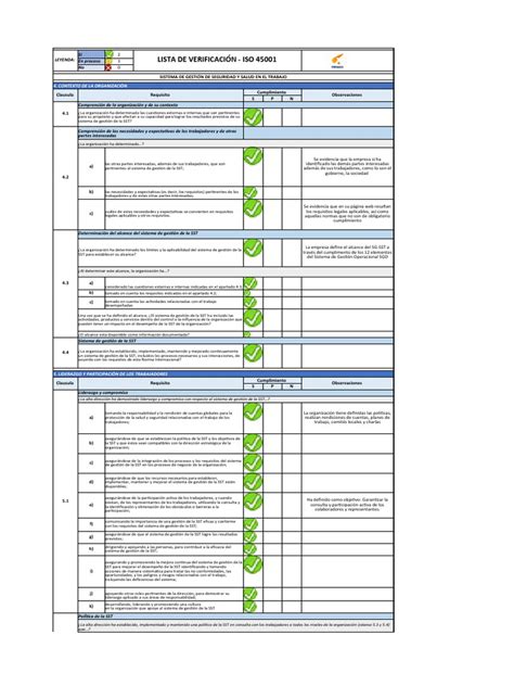 Lista De Verificación Iso 45001 Primax Colombia Pdf Planificación Evaluación