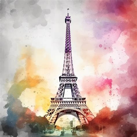 Una Pintura De Acuarela De La Torre Eiffel En Par S Foto Premium