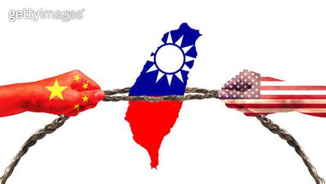 United States And China Flags Combined Fist Together Taiwan Flag In