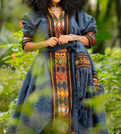 Ethiopian Wollo Amhara Traditional Raya Dress Dark Blue Nikir Etsy