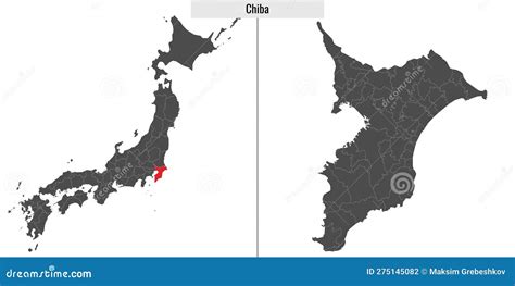 Map of Chiba Prefecture of Japan Stock Illustration - Illustration of overview, district: 275145082