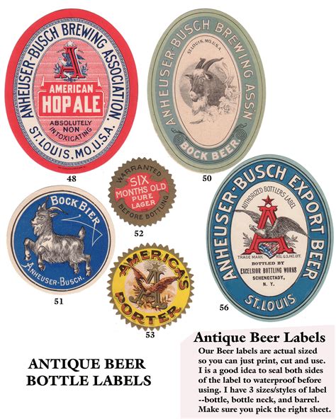 Printable Vintage Antique Beer Bottle Labels Digital Download JPEG.JPG