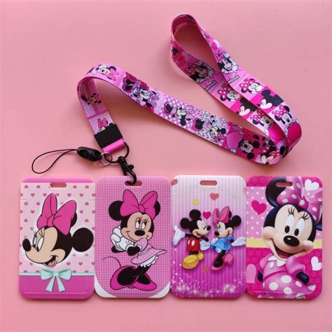 Disney Mickey Minnie Mouse ID Card Holder Lanyard Girls Credential