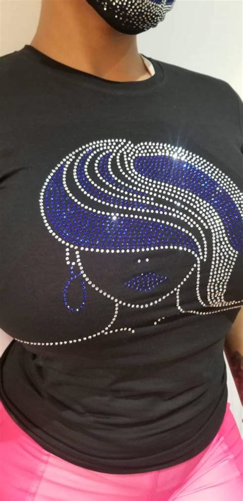 Womens Rhinestone Shirt Bling T Shirt Ladies Shirt Lady Tee Etsy