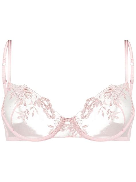 La Perla Embroidered Tulle Underwired Bra Pink Editorialist