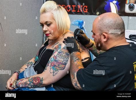 England London Wapping Tobacco Dock London Tattoo Convention Woman
