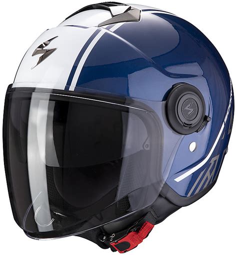 Casque Jet Double Visi Re Scorpion Exo City Avenue Bleu Fonc Blanc