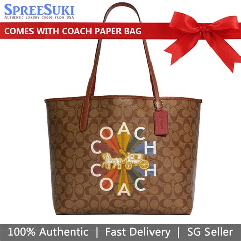 Spreesuki Coach Tote Shoulder Bag City Tote In Signature Canvas With