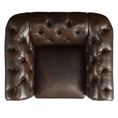 Tufted Scroll Arm Chesterfield Chair Brown Bonded Leather