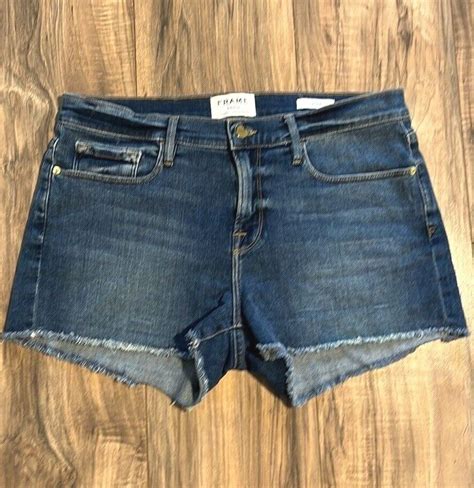 FRAME LE CUT OFF Women S Denim Shorts Rise 9 1 2 In Gem