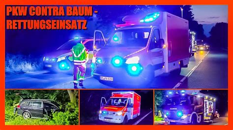 Crash Auf B Pkw Kracht Gehen Baum Feuerwehr Marl