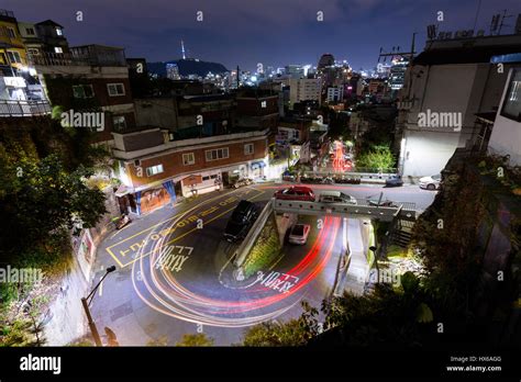 Night View Of Ihwa Mural Village Seoul South Korea Stock Photo Alamy