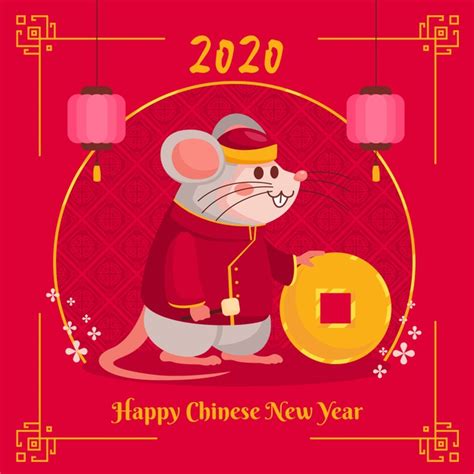 Cute Chinese New Year In Flat Design Vector