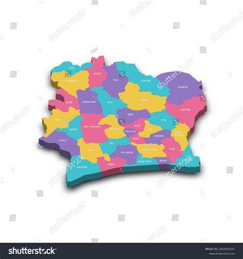 Ivory Coast Political Map Of Administrative Royalty Free Stock Vector