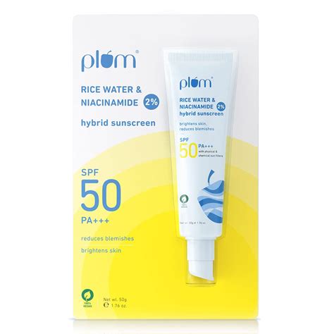 Plum 2 Niacinamide Rice Water Hybrid Face Sunscreen With SPF 50 PA