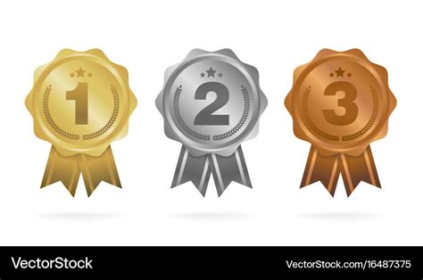 Vector Illustration Of Gold Silver Bronze First Second And Off