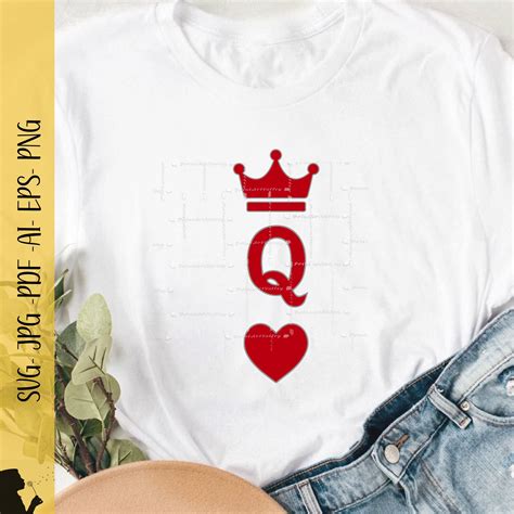 Queen Of Hearts Svg Png Gift For Her Queen Playing Card Svg Queen Of