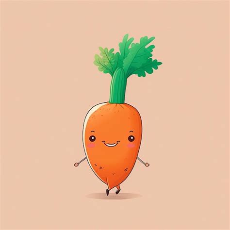 Premium Photo Kawaii Carrot Funny Vegetables Cartoon Character Vector