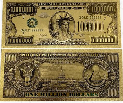 Gold Million Dollar Bill Gold Banknote One Million Money Etsy Canada