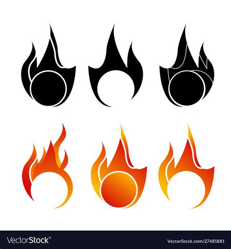 Fire Flame Logo Icon Set Royalty Free Vector Image