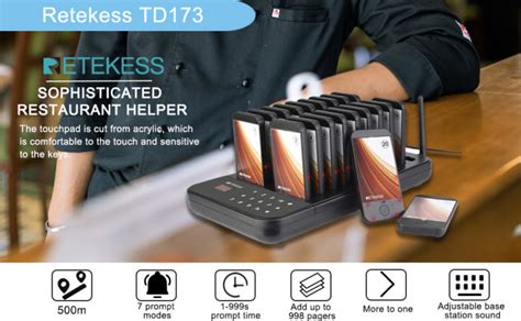 Retekess Td Pager System Pagers For Restaurants Prompt Modes