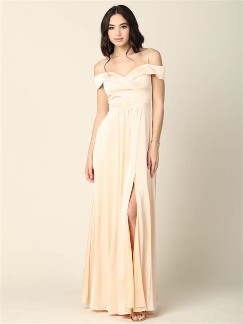 Long Formal Off Shoulder Bridesmaid Dress | The Dress Outlet
